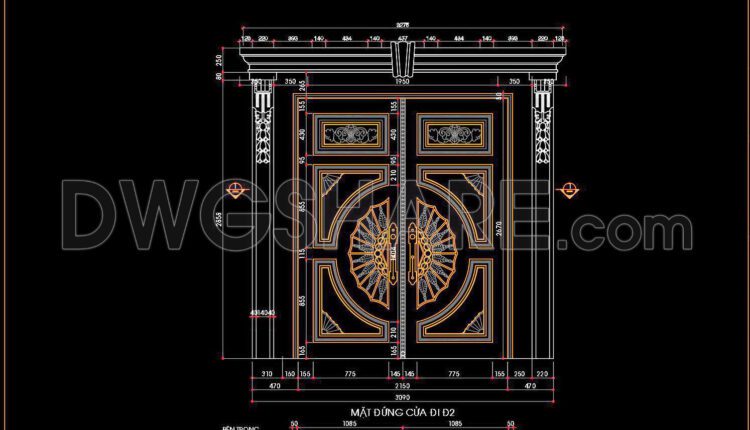 762. Download Cad Drawings Of Detailed Entrance Door And Classical Glass Partition (1)