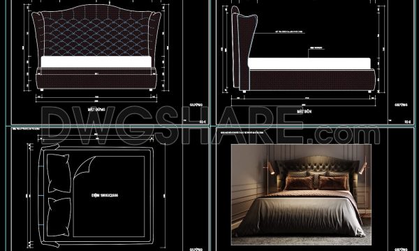12 months ago
                

                
             91579. Free CAD Furniture Drawings – Bed Design Plans with 3D View