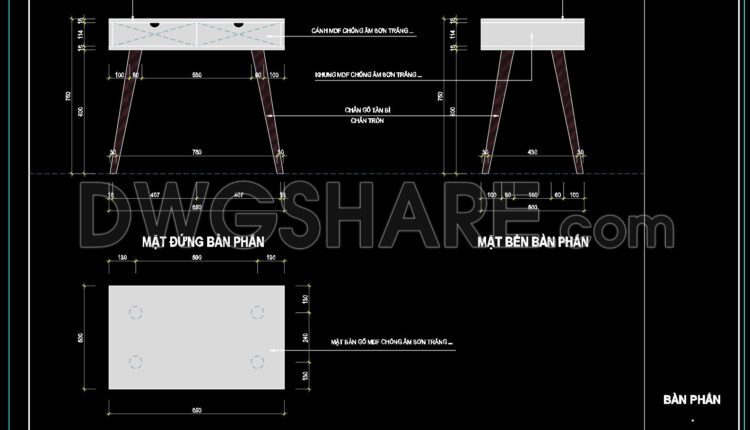 80. Free Download CAD Dressing Table Drawing – Detailed Design (1)