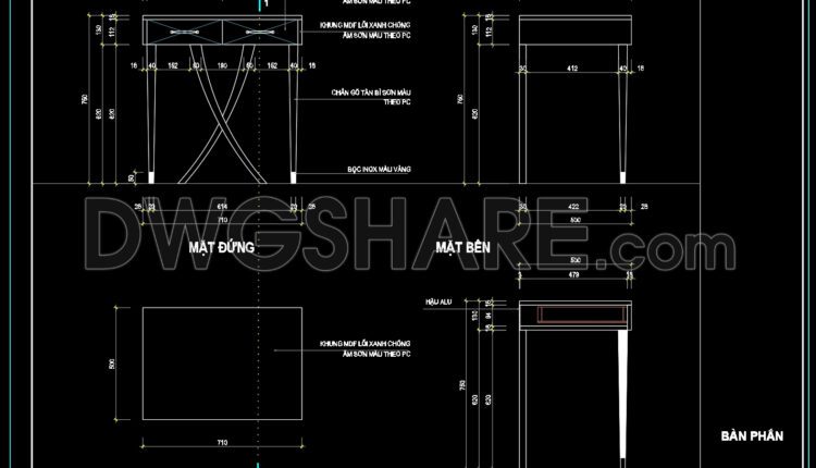 82. Free Download CAD Dressing Table Drawing – Detailed Design (1)