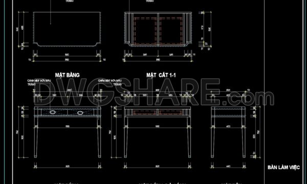 84. Free CAD Drawing – Modern Working Desk