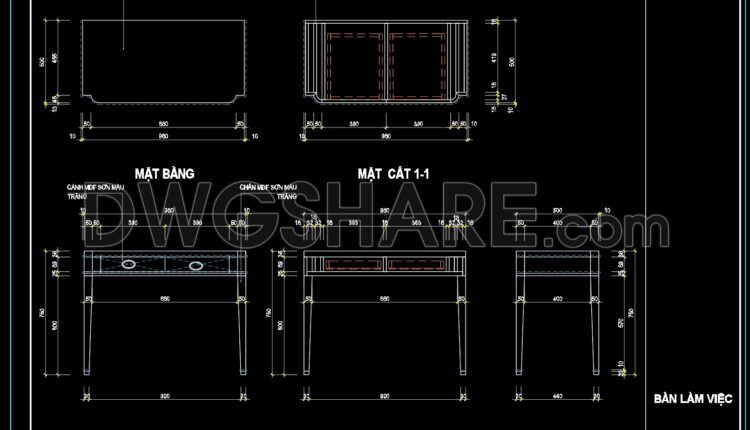 84. Free CAD Drawing – Modern Working Desk (1)