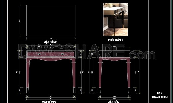 85. Free Download Detailed CAD Dressing Table Plan