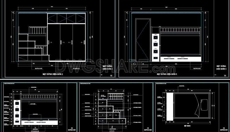 87. Free Download CAD Technical Drawing of Bunk Bed Design for Children (1)