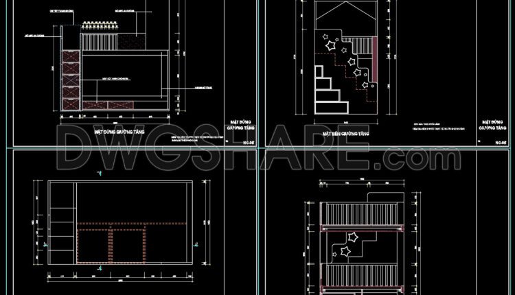88. Download CAD Drawings of Bunk Bed for Kids – Free (2)
