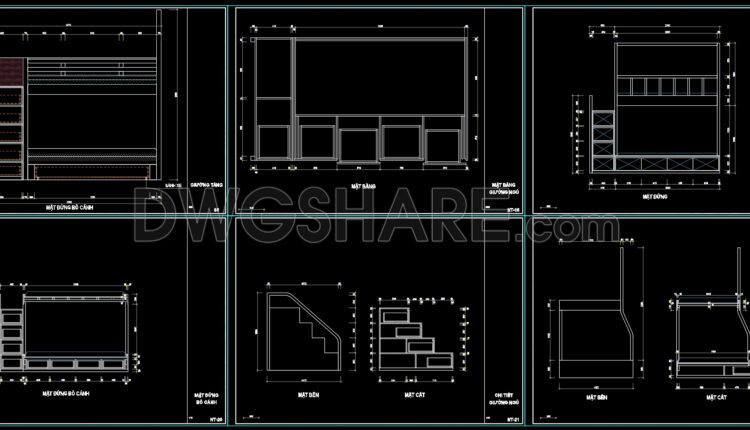 89. Free Download CAD Technical Drawing of Bunk Bed Design for Children (1)