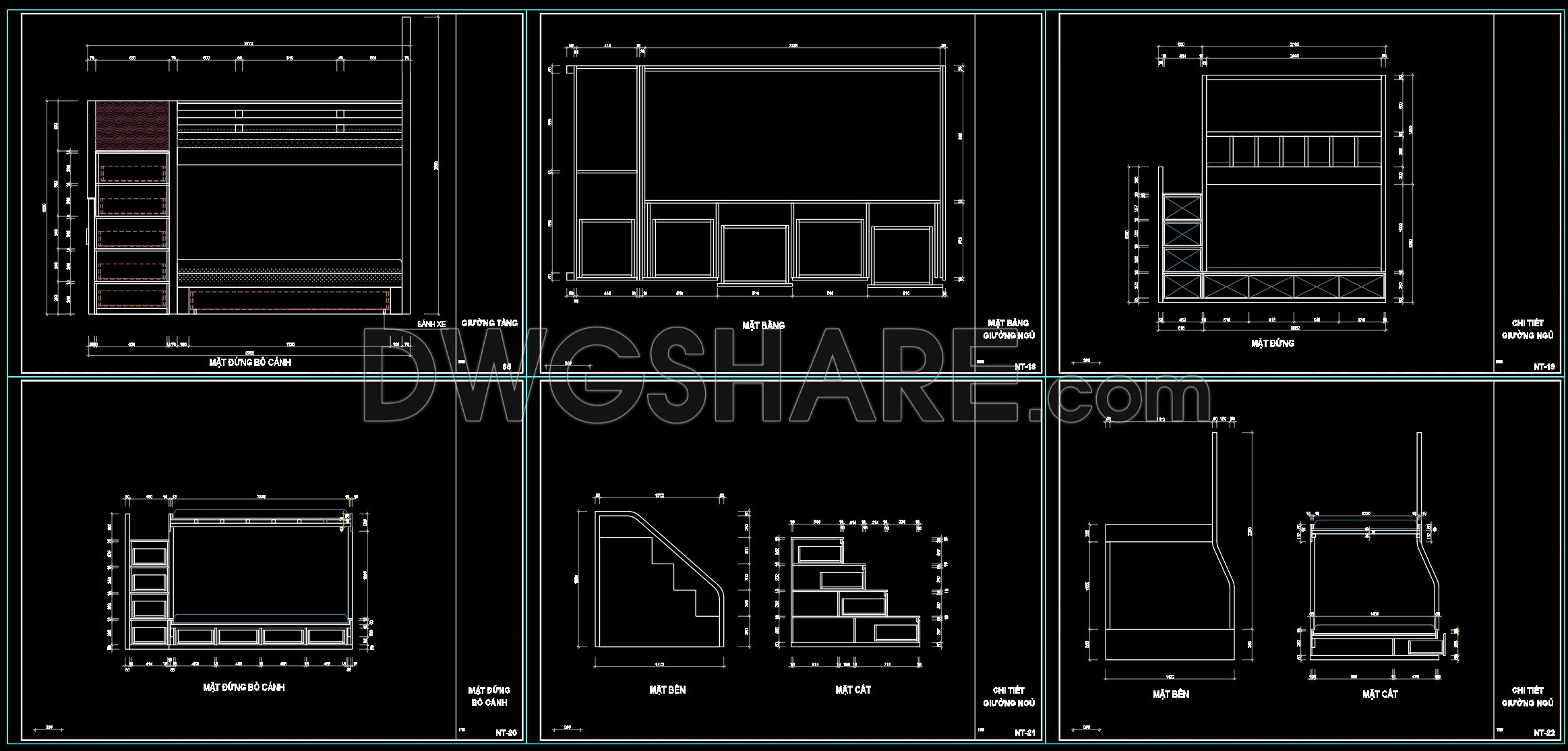 89. Free Download CAD Technical Drawing of Bunk Bed Design for Children (2)