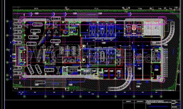 01. Free CAD Drawing – Ground Floor Layout Plan of Ford Showroom and Office Building