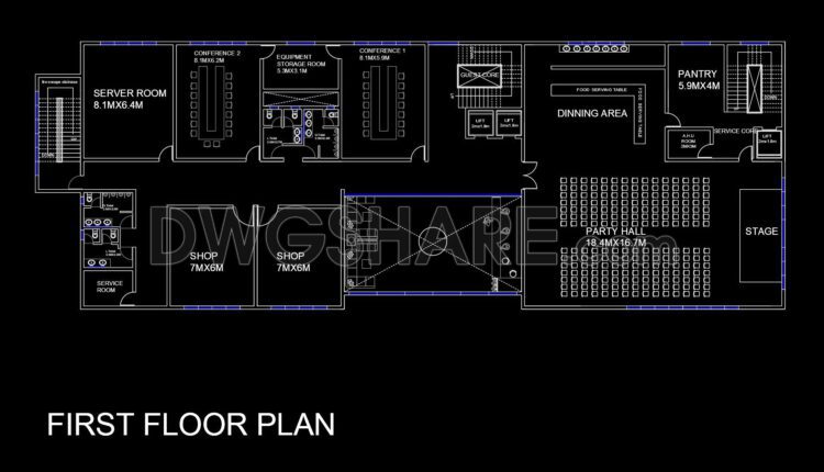 120. Download free CAD DWG floor plan of a 5-star hotel functional layout (3)