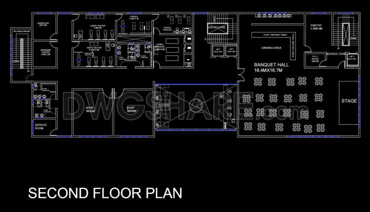 120. Download free CAD DWG floor plan of a 5-star hotel functional layout (2)