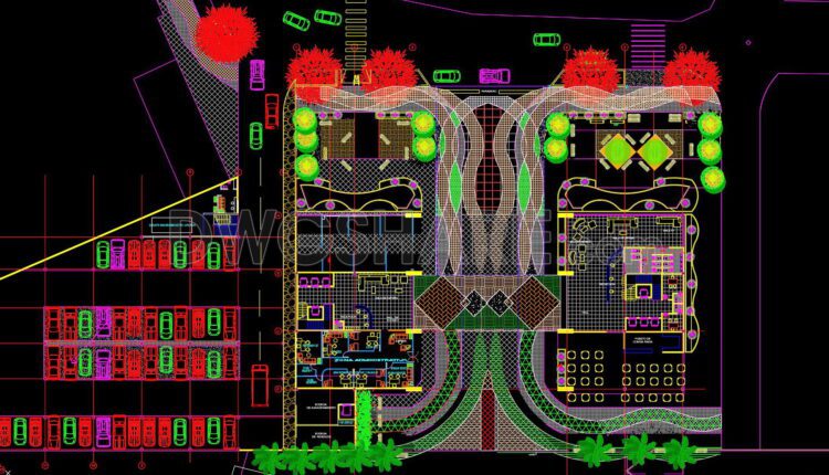 126. Free CAD DWG files of hotel complex architectural floor plans (1)