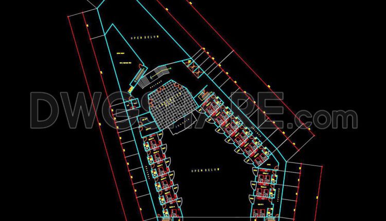 127. Free download of CAD drawings for a 5-storey commercial and hotel complex project (2)