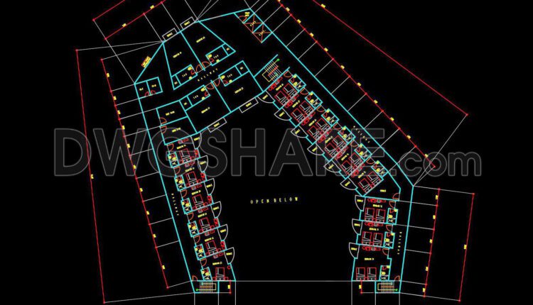 127. Free download of CAD drawings for a 5-storey commercial and hotel complex project (4)