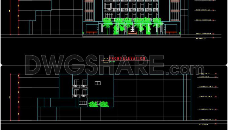 127. Free download of CAD drawings for a 5-storey commercial and hotel complex project (1)