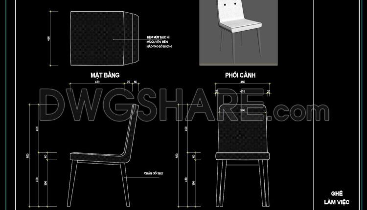 160. Detailed Dining Chair CAD Drawing – Free Download with Dimensions (1)