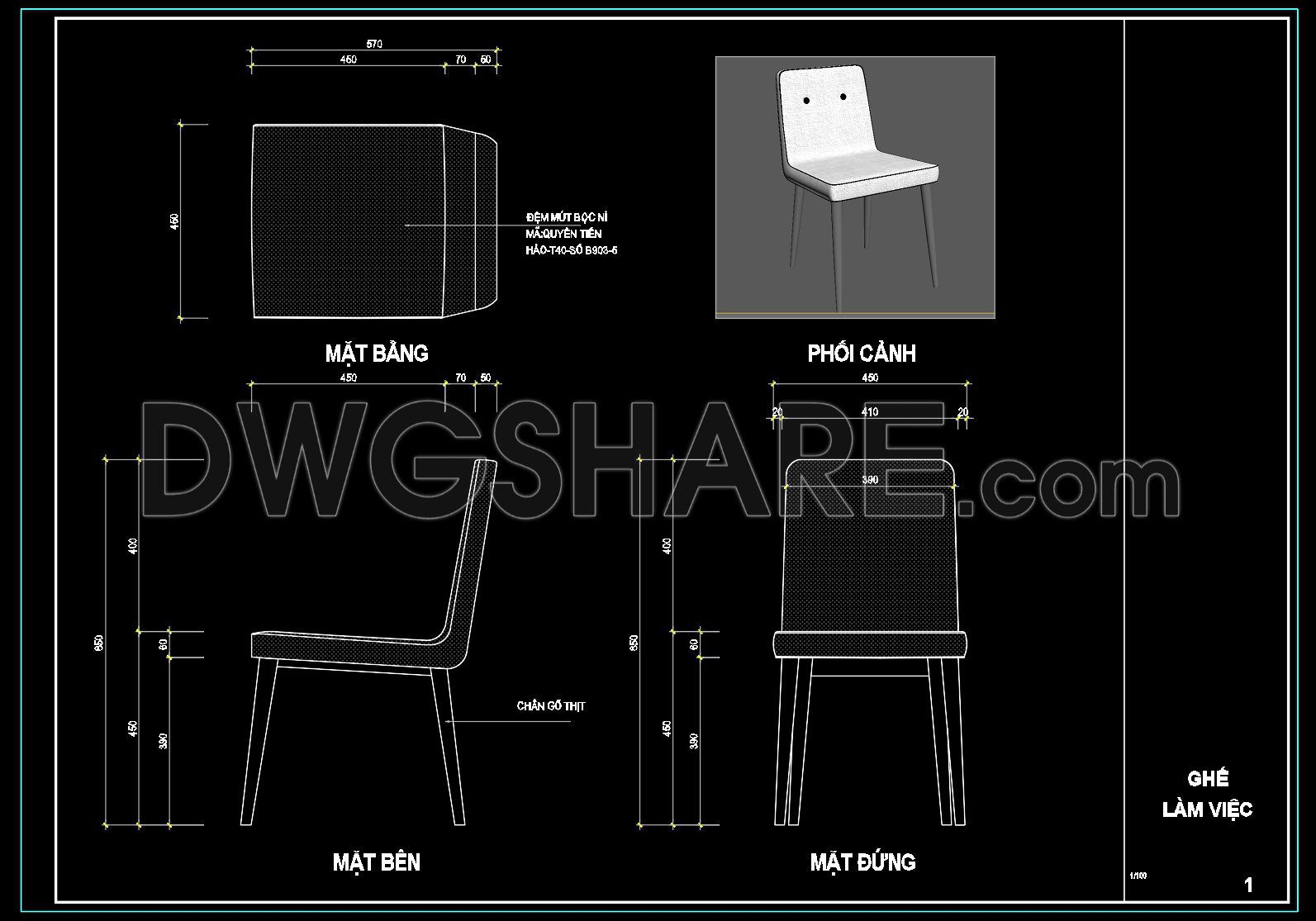 160. Detailed Dining Chair CAD Drawing – Free Download with Dimensions (1)