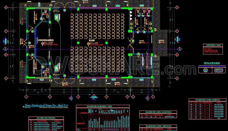 20. Download Multipurpose Hall Architectural AutoCAD DWG Drawings (5)