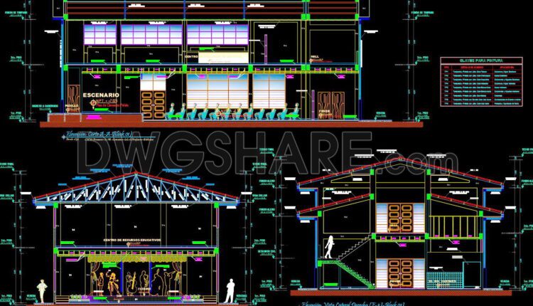 20. Download Multipurpose Hall Architectural AutoCAD DWG Drawings (3)