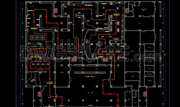 27. Free Download CAD Drawing of Tanghe Museum – Exhibition Hall Floor Plan
