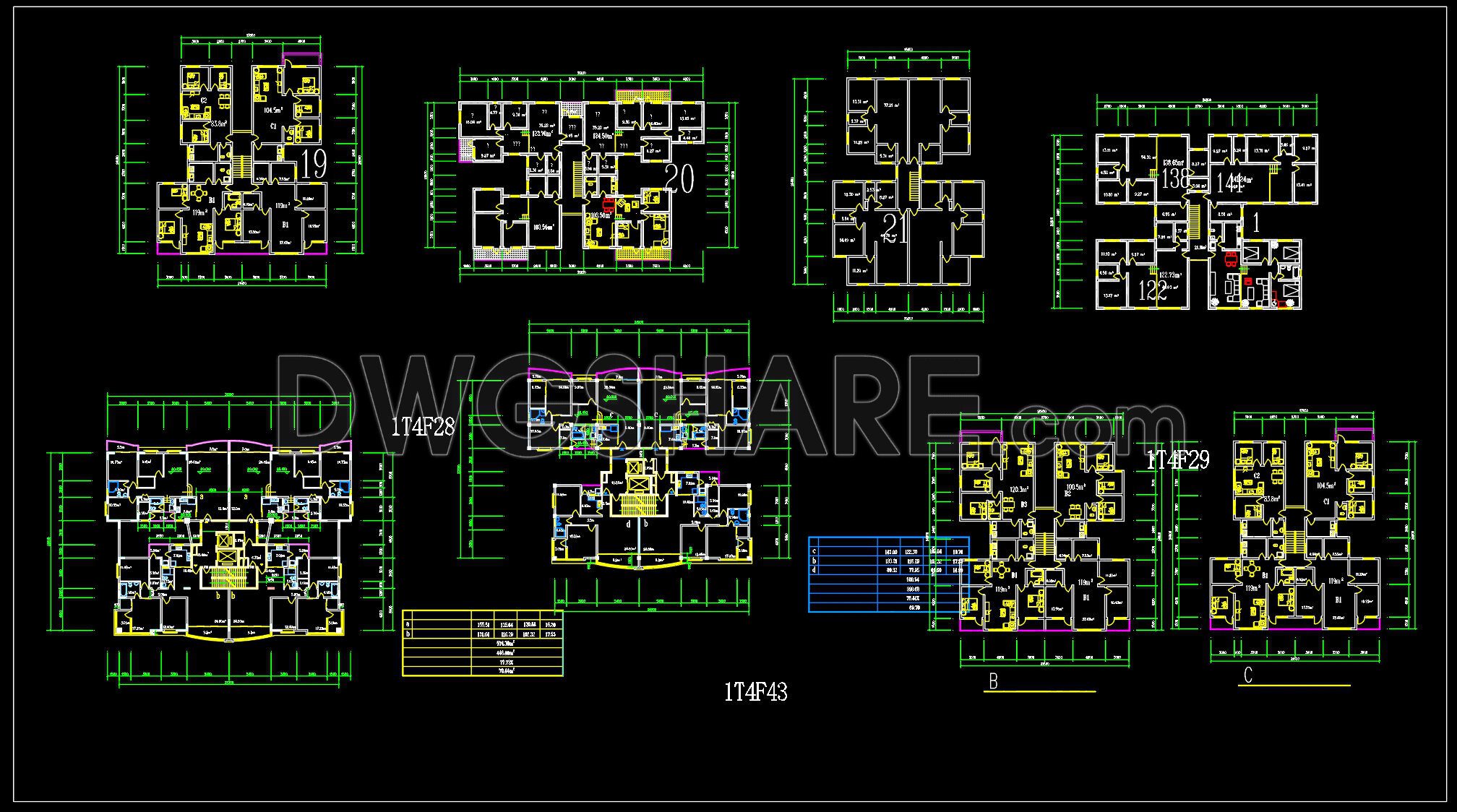 273. Free Download of CAD Drawings for Sample Apartment Floor Plans (1)