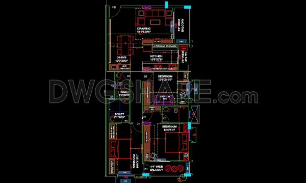 10 months ago
                

                
             730290. Download Free CAD Floor Plan of a 3-Bedroom Apartment with Balcony and Common Living Area