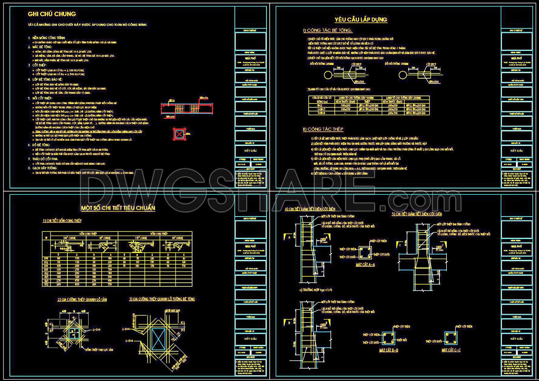 331. Free Download of Structural CAD Drawings for 4m x 12.7m Reinforced Concrete Townhouse (1)