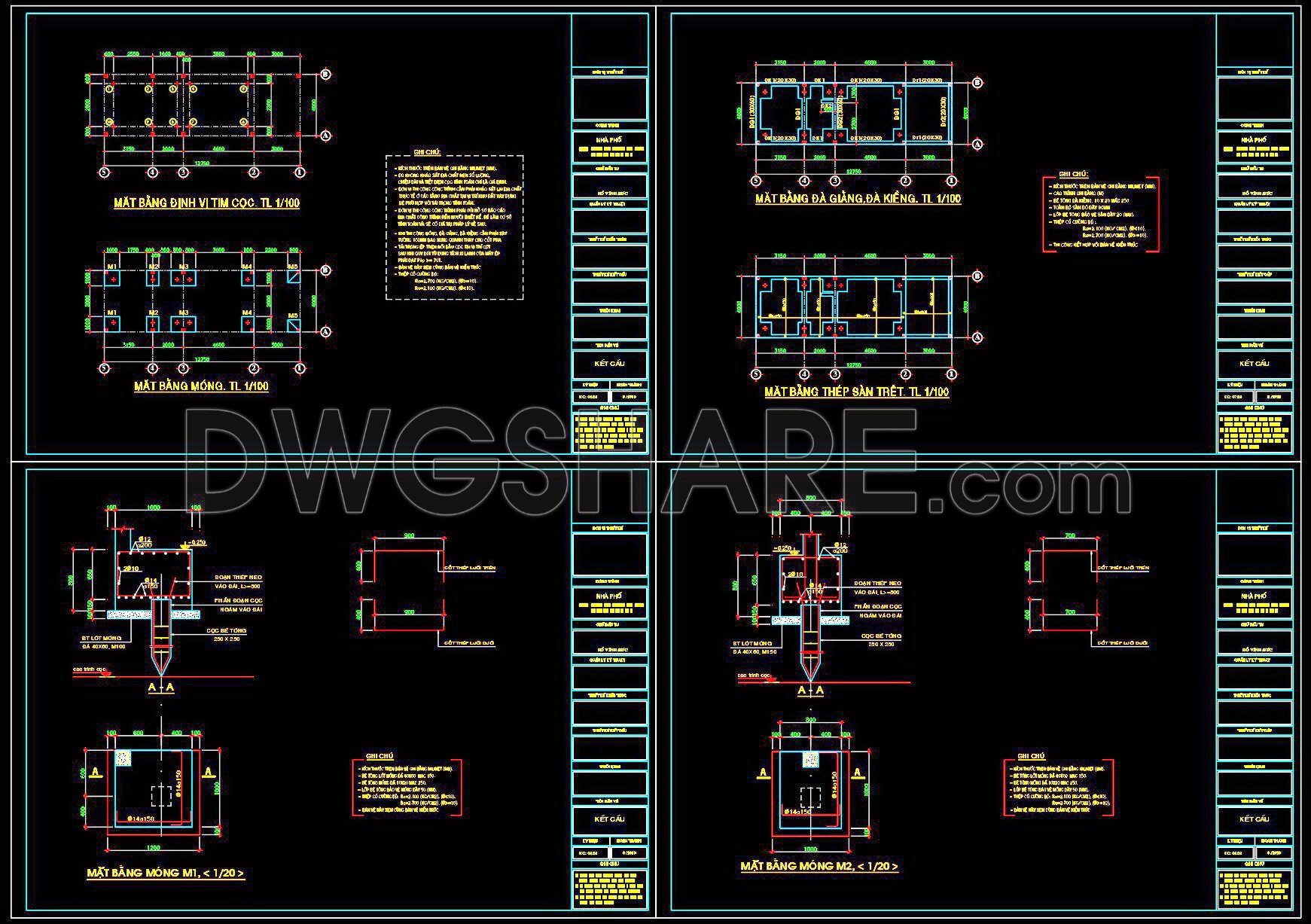 331. Free Download of Structural CAD Drawings for 4m x 12.7m Reinforced Concrete Townhouse (2)