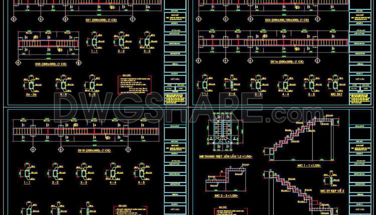 331. Free Download of Structural CAD Drawings for 4m x 12.7m Reinforced Concrete Townhouse (1)