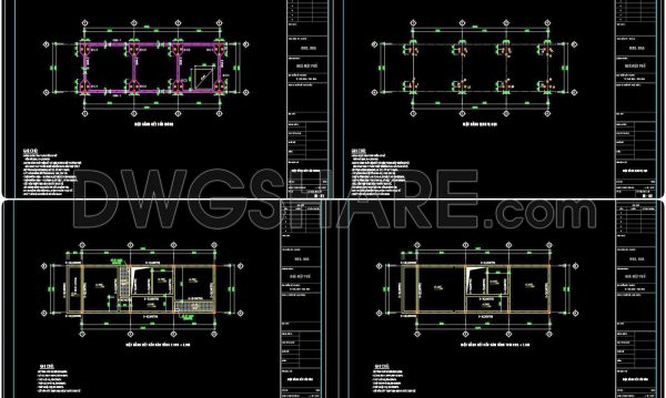 333. Free Download of Structural CAD Drawings for 5m x 14m Reinforced Concrete Townhouse