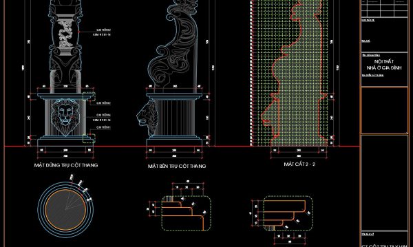 10 months ago
                

                
             462445. Free Download CAD Drawing – Decorative Stair Handrail Column Detail