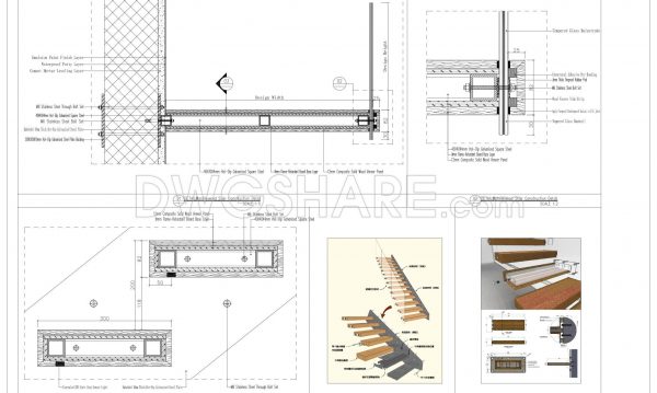 461. Free Download CAD Cantilevered Stair Construction Detail