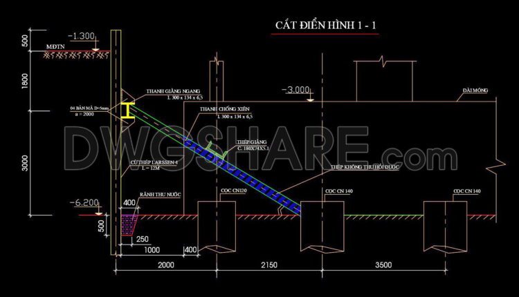 47. Free Download CAD Construction Drawings of Sheet Pile Foundation Method (2)