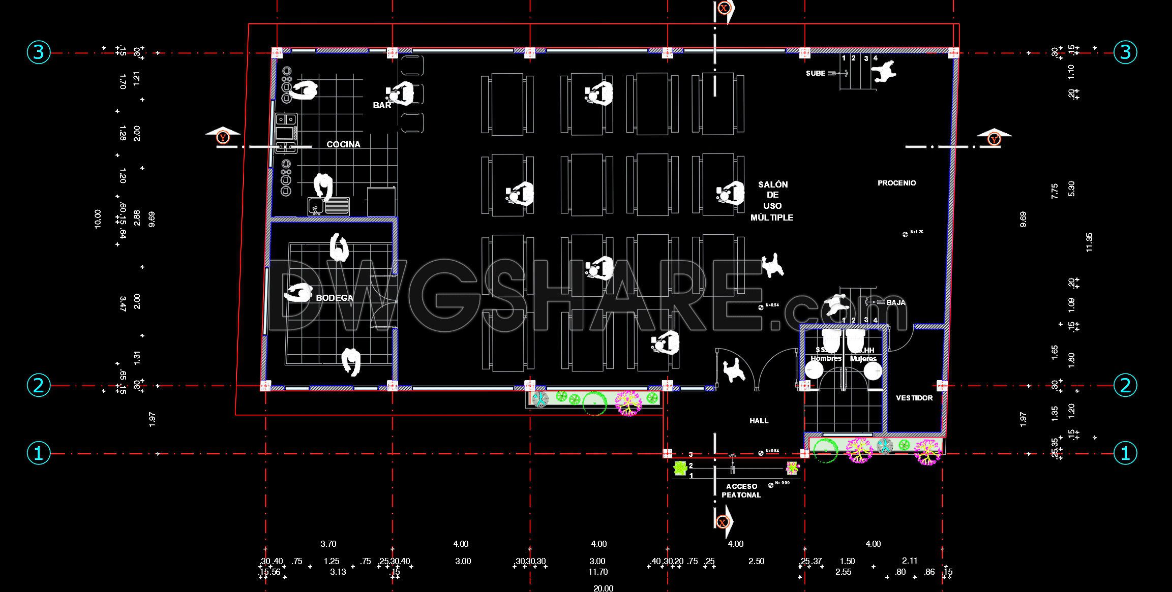 48. Download Free CAD Drawings of Functional Zoning for Food Court Area in Shopping Mall (1)