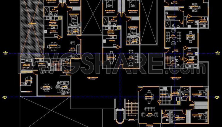 49. Download Free Full AutoCAD DWG Architectural Drawings of a 5-Storey Apartment Building (2)