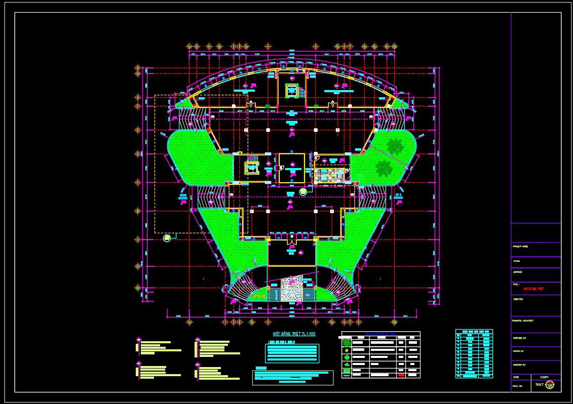 53. Download Free Cad Dwg Files – Office Building 12 Floors, Floor Plan Level 1 & 2 (1)