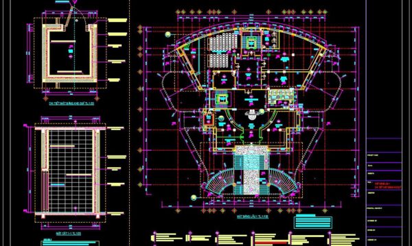53. Download Free CAD DWG Files – Office Building 12 Floors, Floor Plan Level 1 & 2