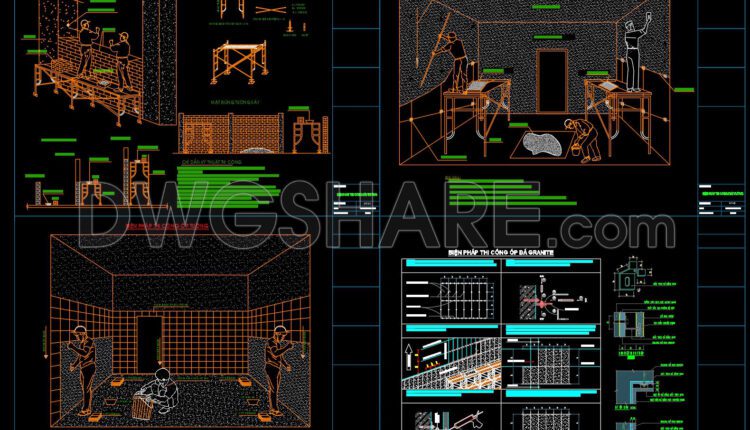 58. Free Download Interior Finishing Construction Method Cad Drawings – Masonry, Plastering, Tiling, And Ceiling Details (1)