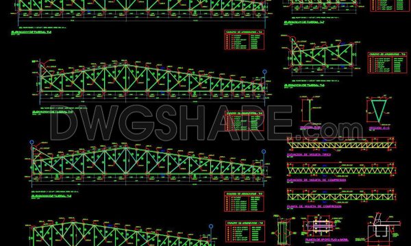 11 months ago
                

                
             2,250643. Free download of detailed AutoCAD DWG drawings of an industrial metal roof structure