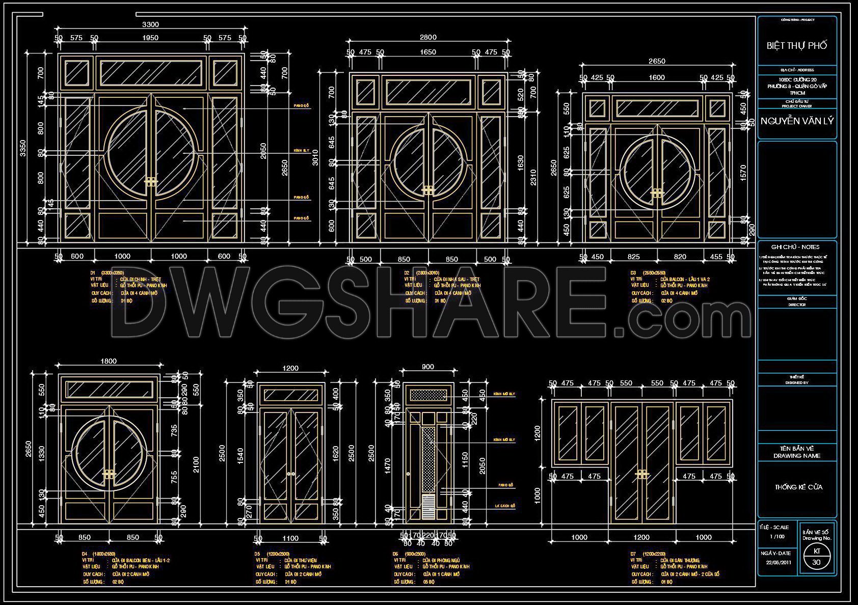 718. Free Detailed CAD Drawings Of Doors, Windows For Download (1)