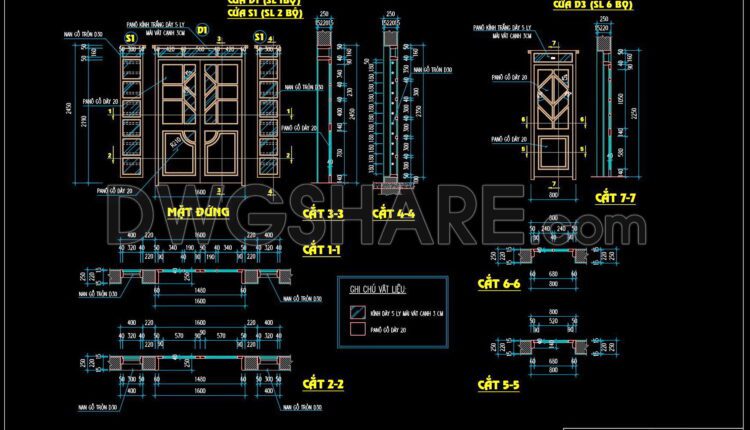 723. Free Detailed CAD Drawings Of Doors, Windows For Download (4)