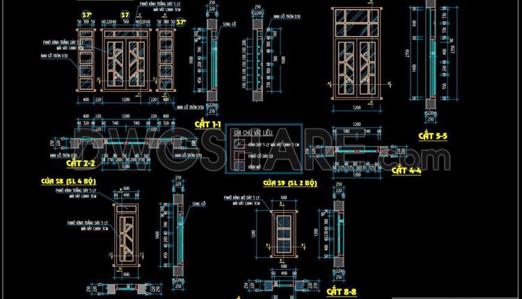 723. Free Detailed CAD Drawings Of Doors, Windows For Download (3)