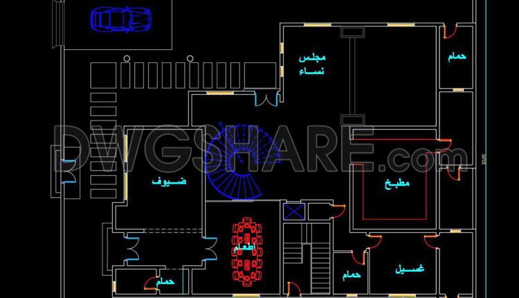 772. Download the free AutoCAD DWG drawings of a modern two-story villa (5)
