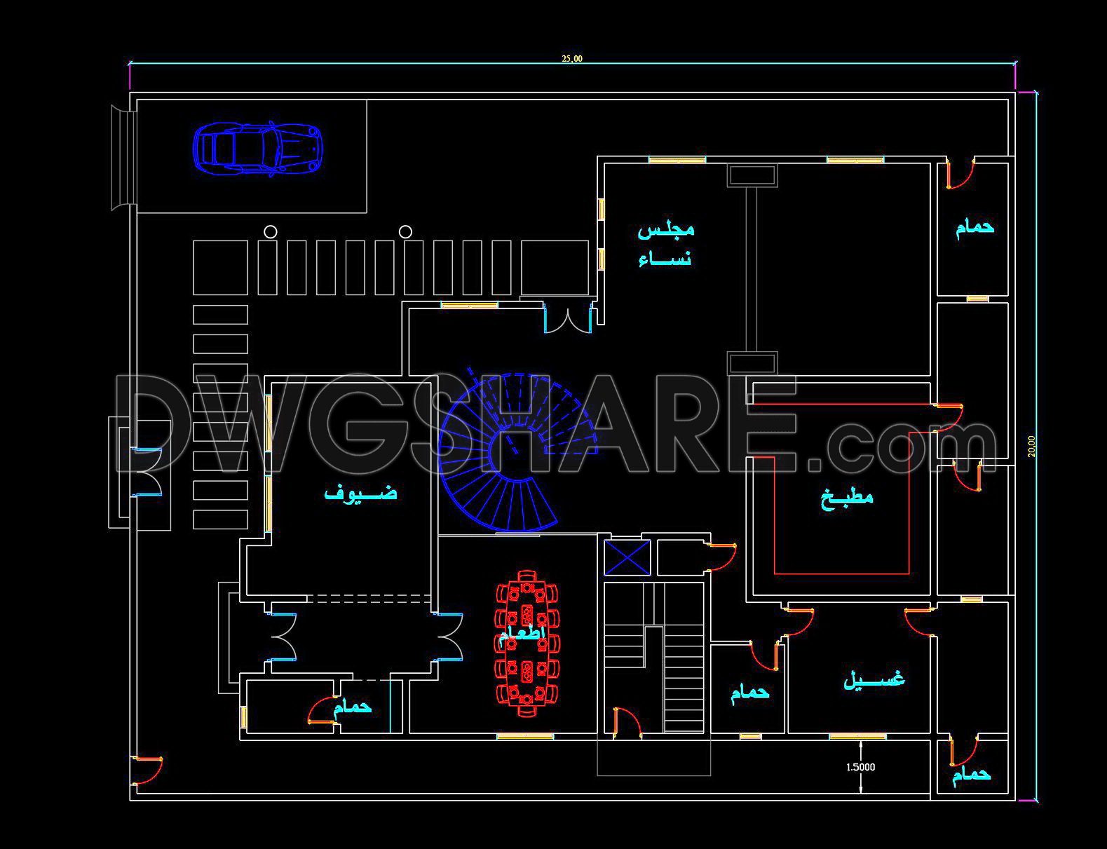 772. Download the free AutoCAD DWG drawings of a modern two-story villa (2)