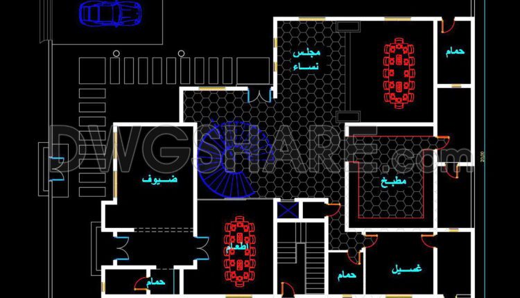 772. Download the free AutoCAD DWG drawings of a modern two-story villa (4)
