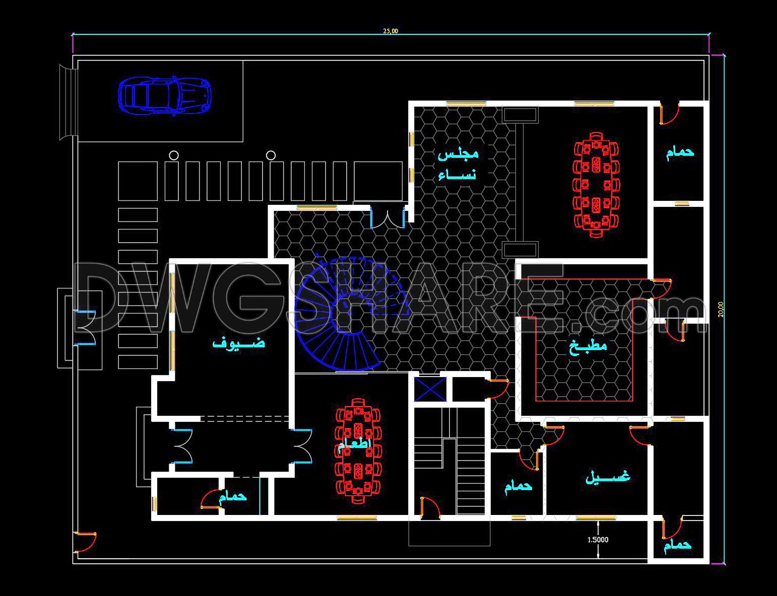 772. Download the free AutoCAD DWG drawings of a modern two-story villa (4)