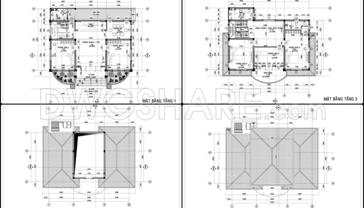 791. Free Download 2-storey House Architectural Cad Drawing 13x13m Dwg (2)