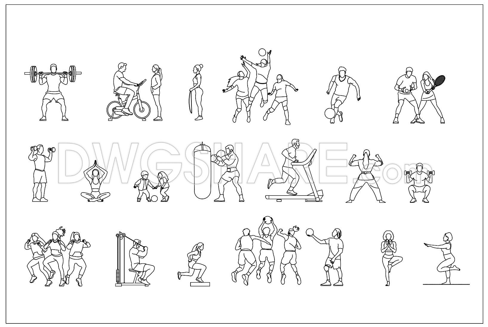 80. Free Download People Exercising CAD Blocks (1)