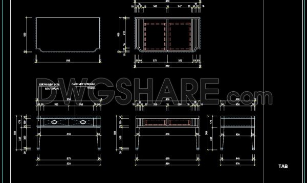 92. Free Download Detailed CAD Dressing Table Plan