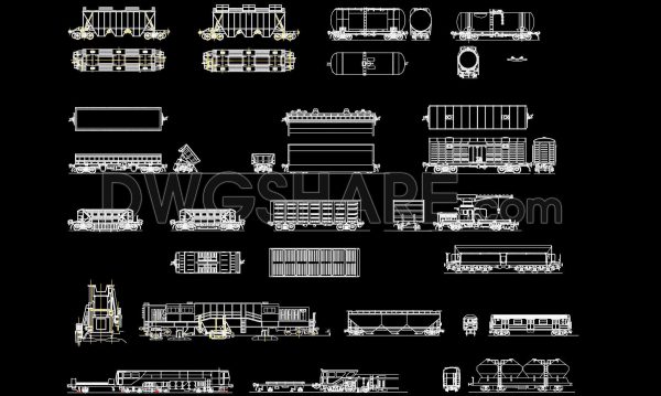 107. Free Download Types of Railcars AutoCAD Drawings