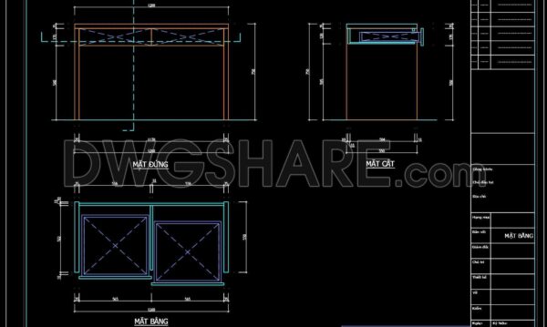 111. Free Download CAD Dressing Table Drawing – Detailed Design
